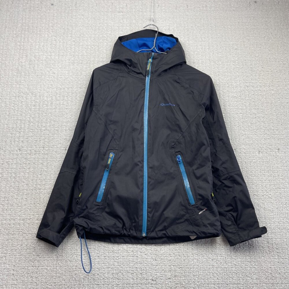 Quechua Novadry Shell Jacket Youth Sz 12 Black Waterproof  Rain Outdoor Hiking